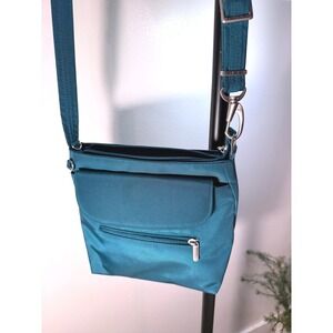 Travelon Anti-Theft Classic Slim Crossbody Bag Teal Blue RFID Blocking Purse